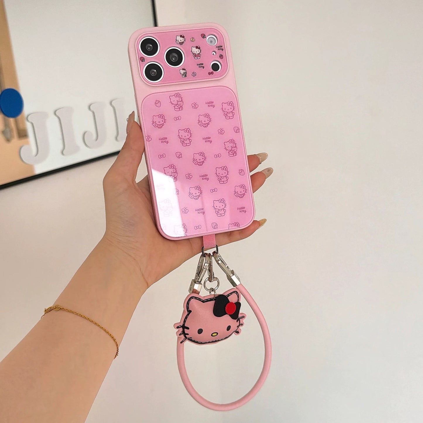 Line-Art Hello Kitty Phone Case with Short Lanyard