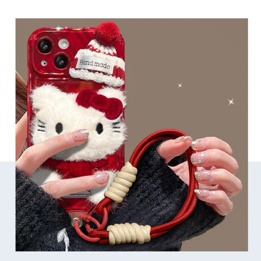Plaid Hello Kitty Flip Mirror Phone Case