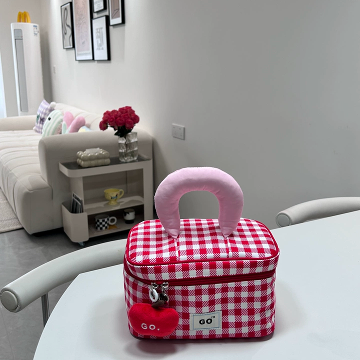 Dopamine Plaid Travel Makeup Bag