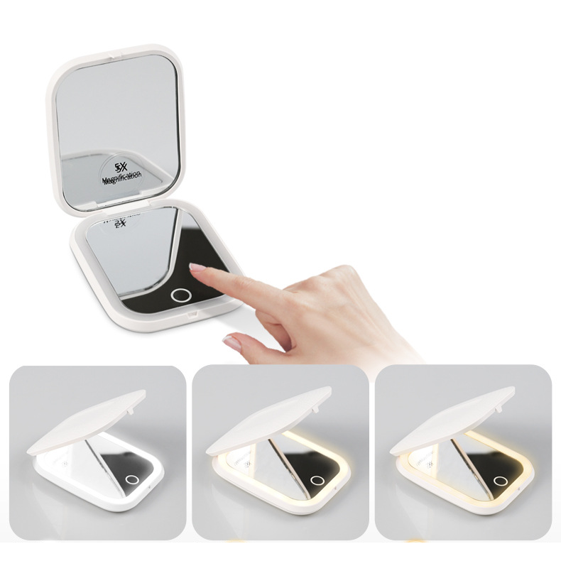 LED light folding makeup mirror