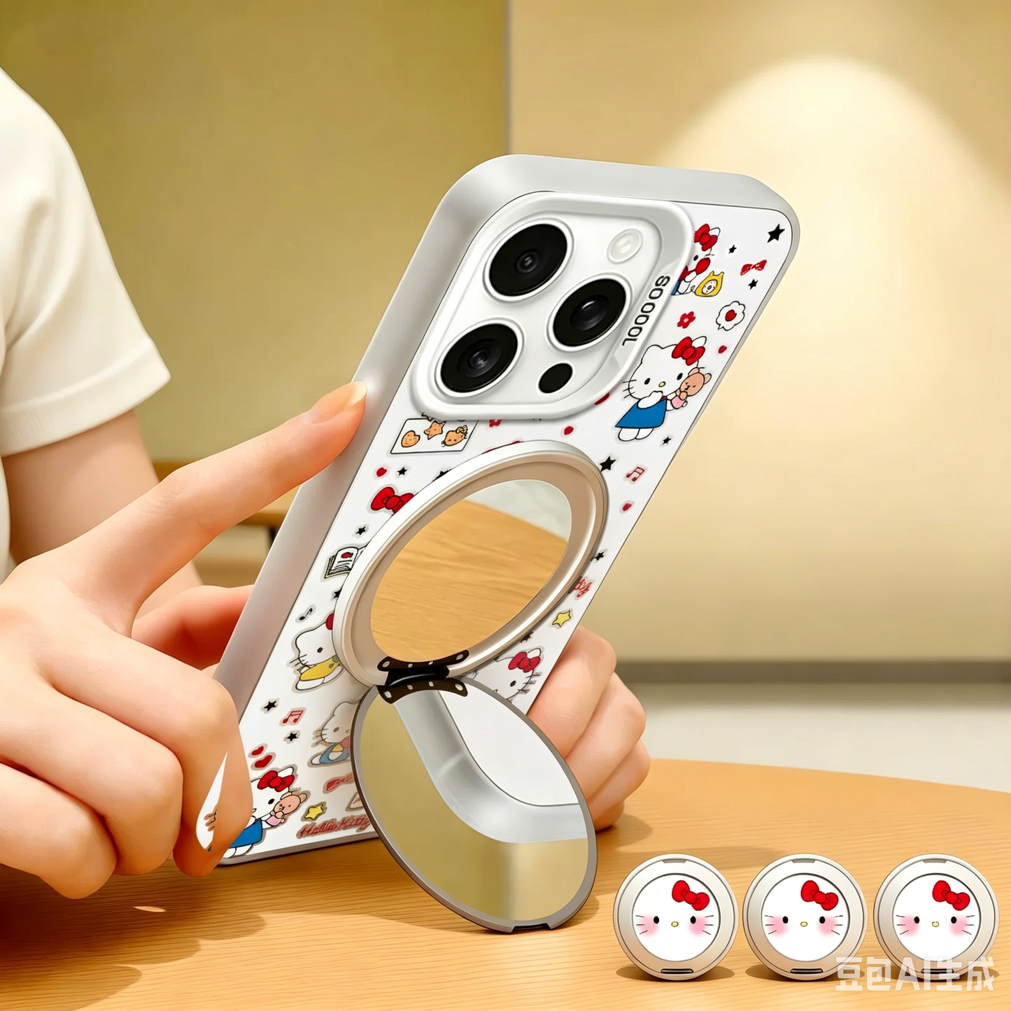 Strawberry Mirror Stand Hello Kitty Phone Case