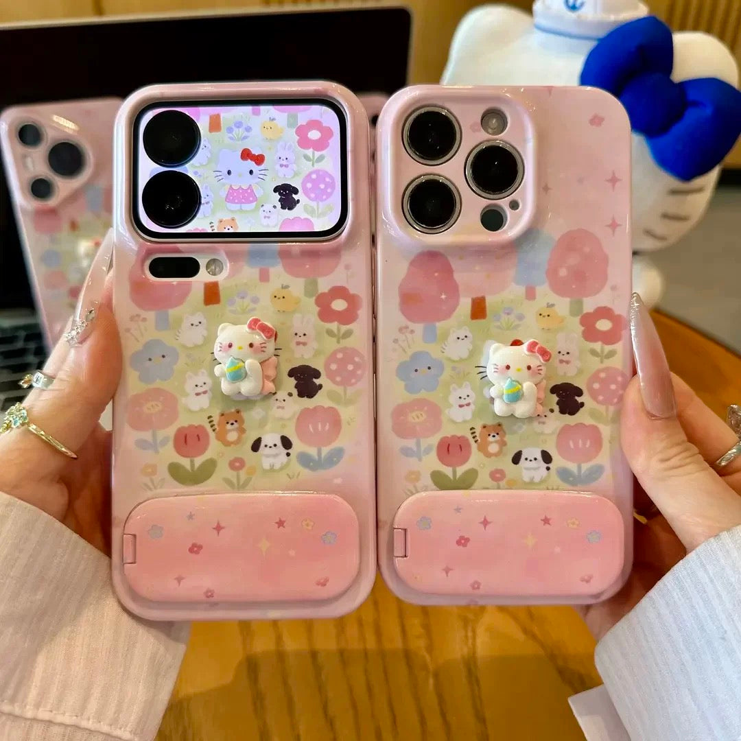3D Kitty & Cute Pet Portable Mirror Phone Case