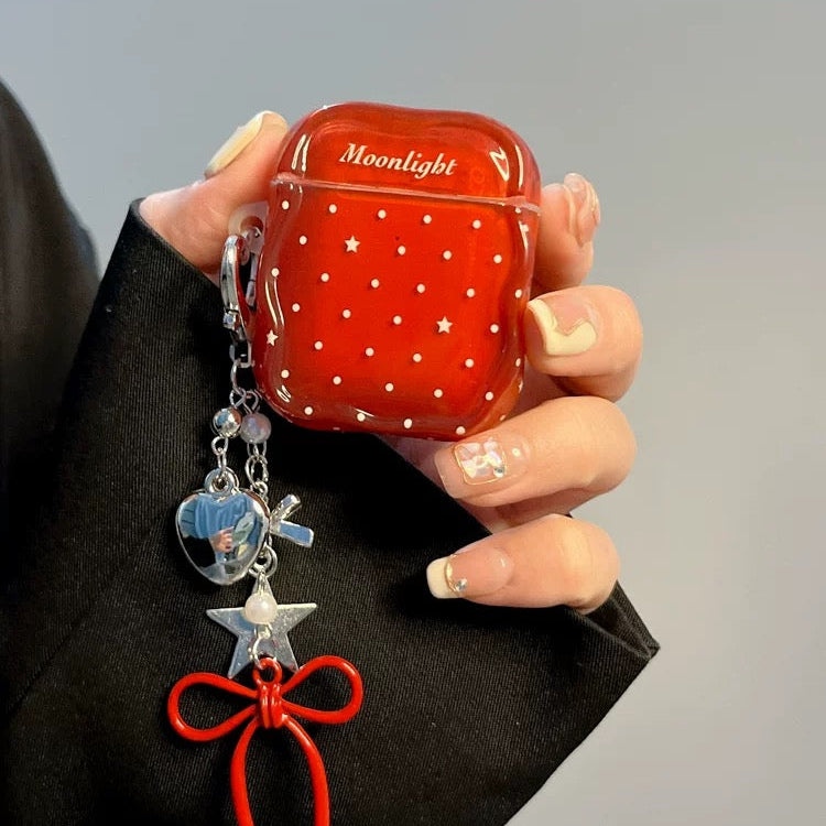 Minimalist Red Star & Polka Dot Earphone Case