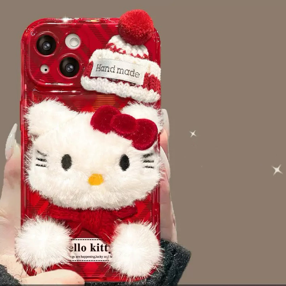 Plaid Hello Kitty Flip Mirror Phone Case