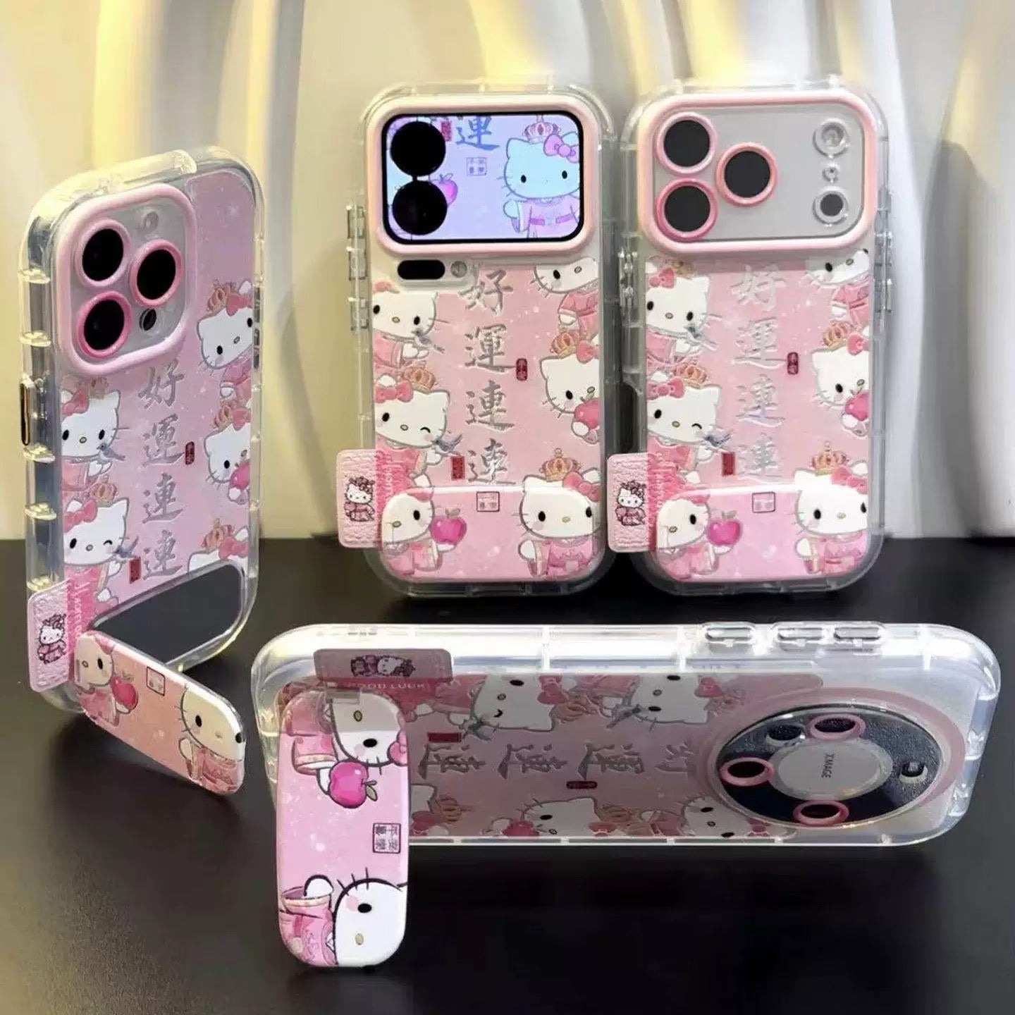 Good luck Kitty cat mirror stand phone case