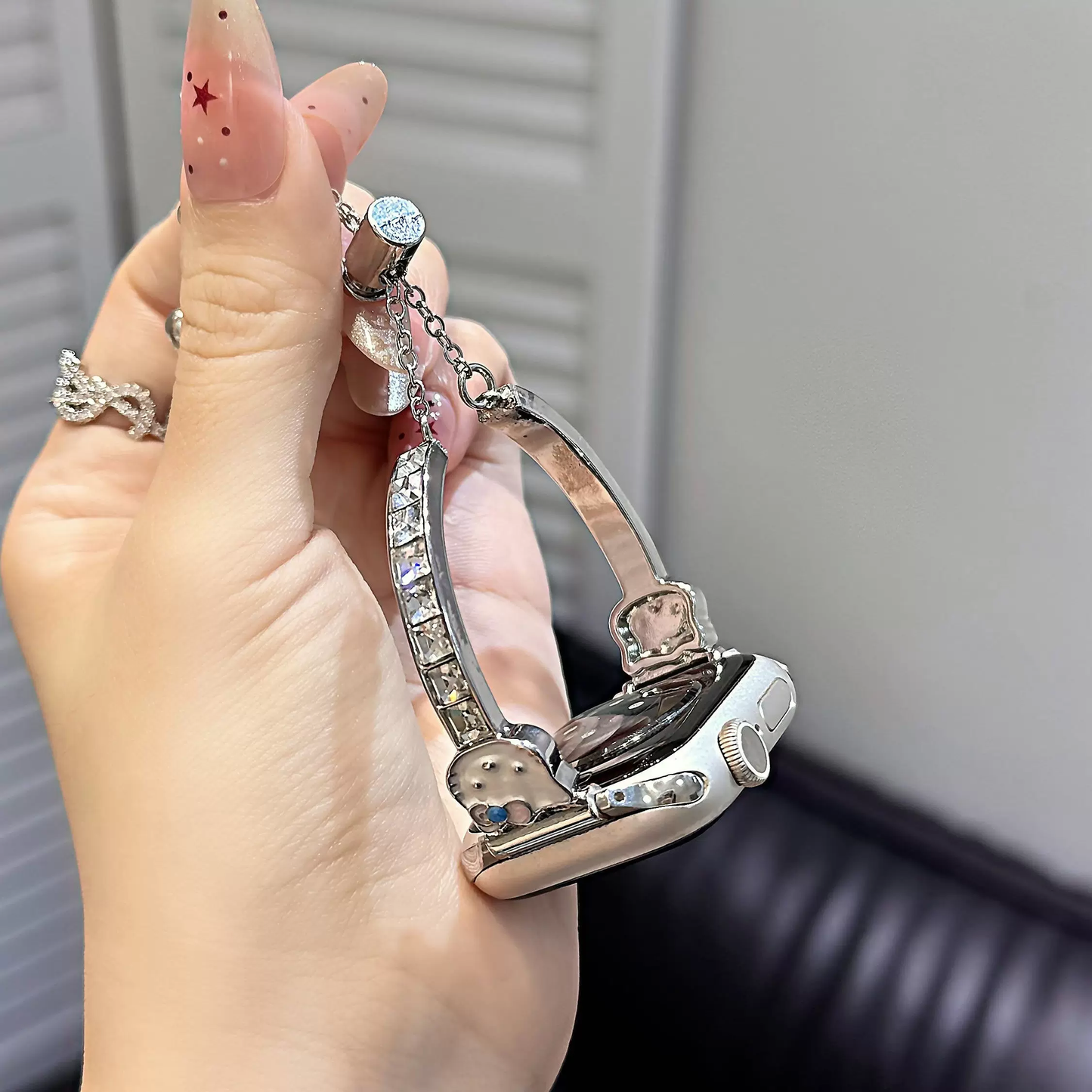 Hello Kitty-style rhinestone bracelet-style watch strap