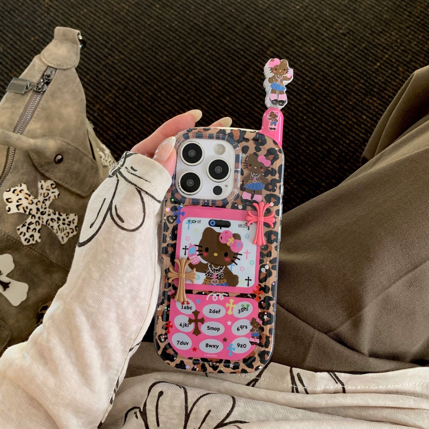 Leopard print Kitty mobile phone case