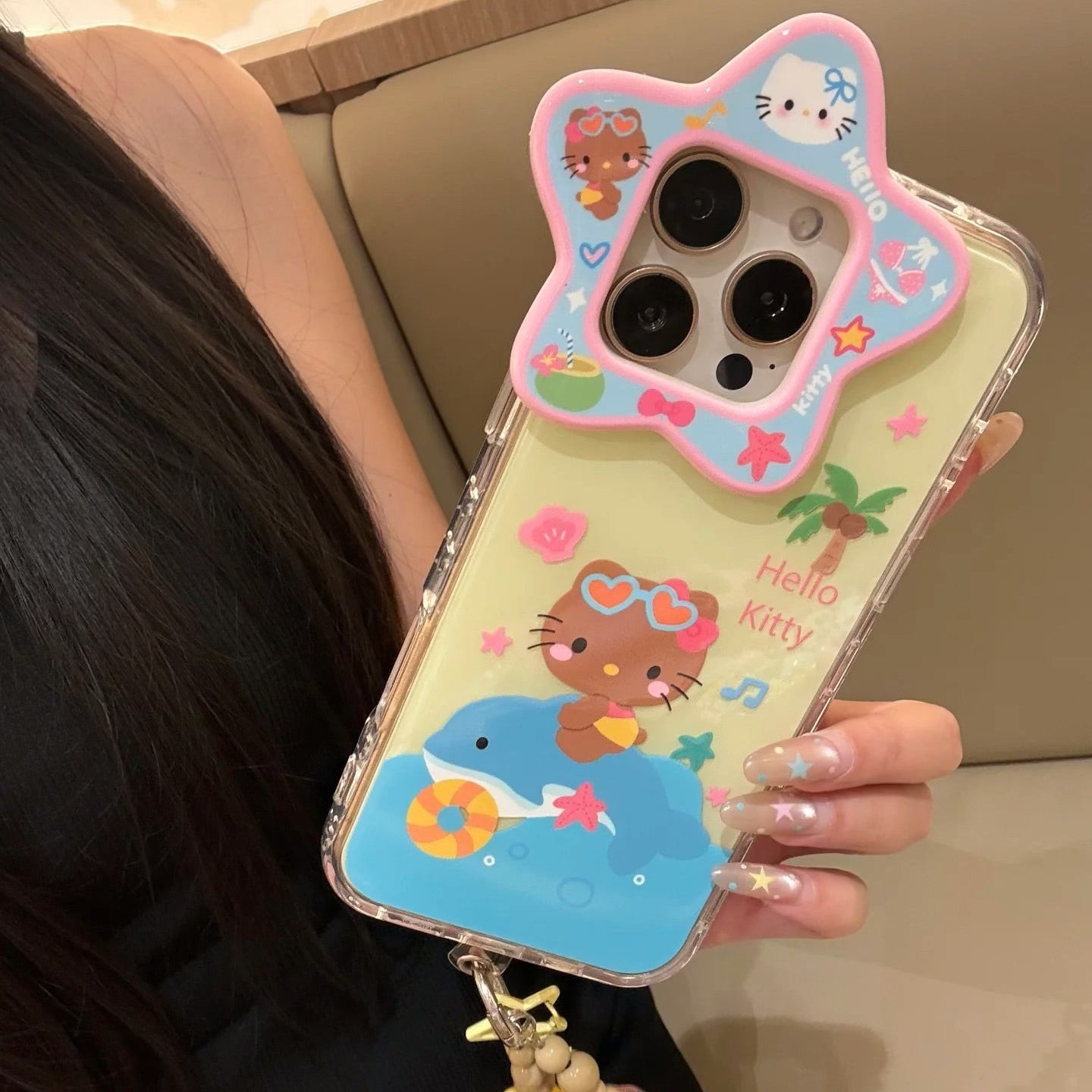 Cute Dolphin Kitty Cat Chain Phone Case