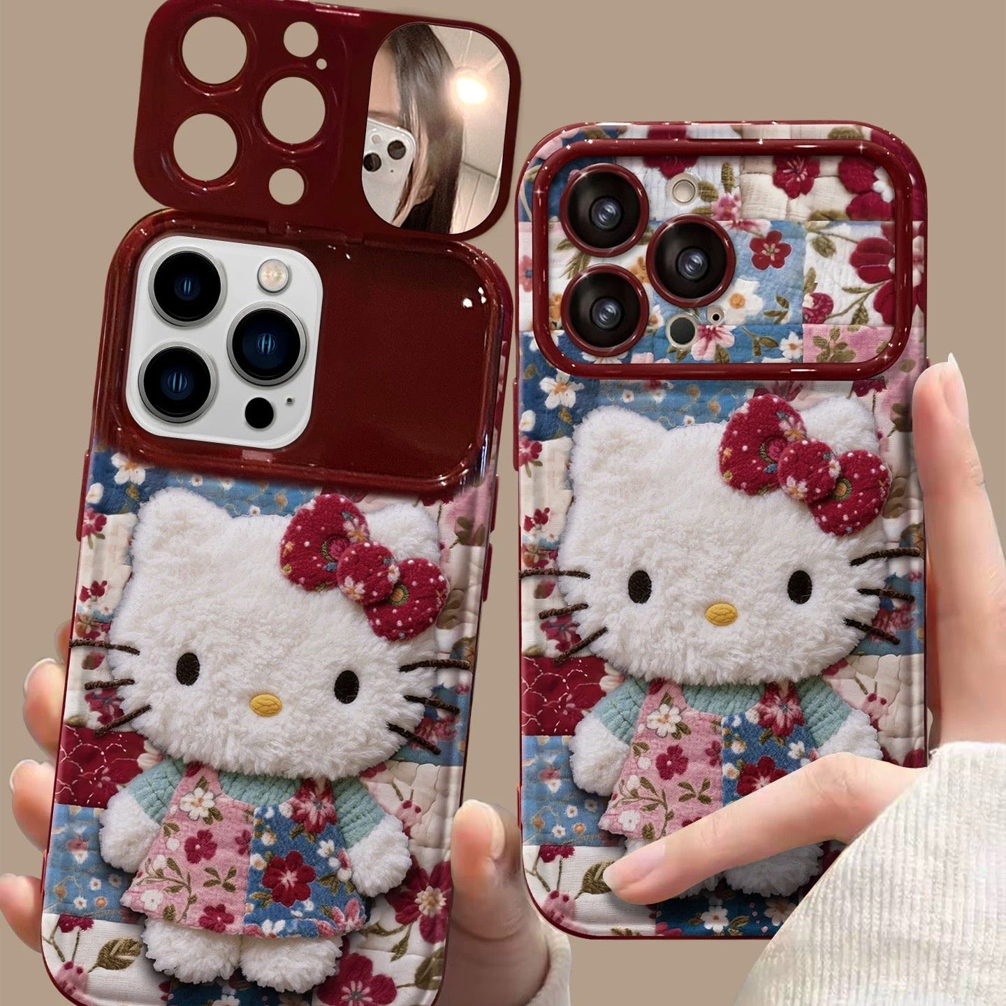 Чохол для телефону з дзеркалом та плоским принтом у формі кошенят