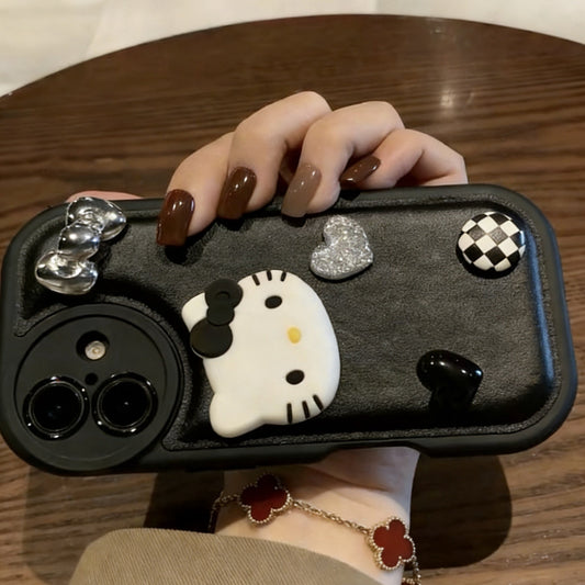 Heart-shaped Kitty Cat Chain Phone Case