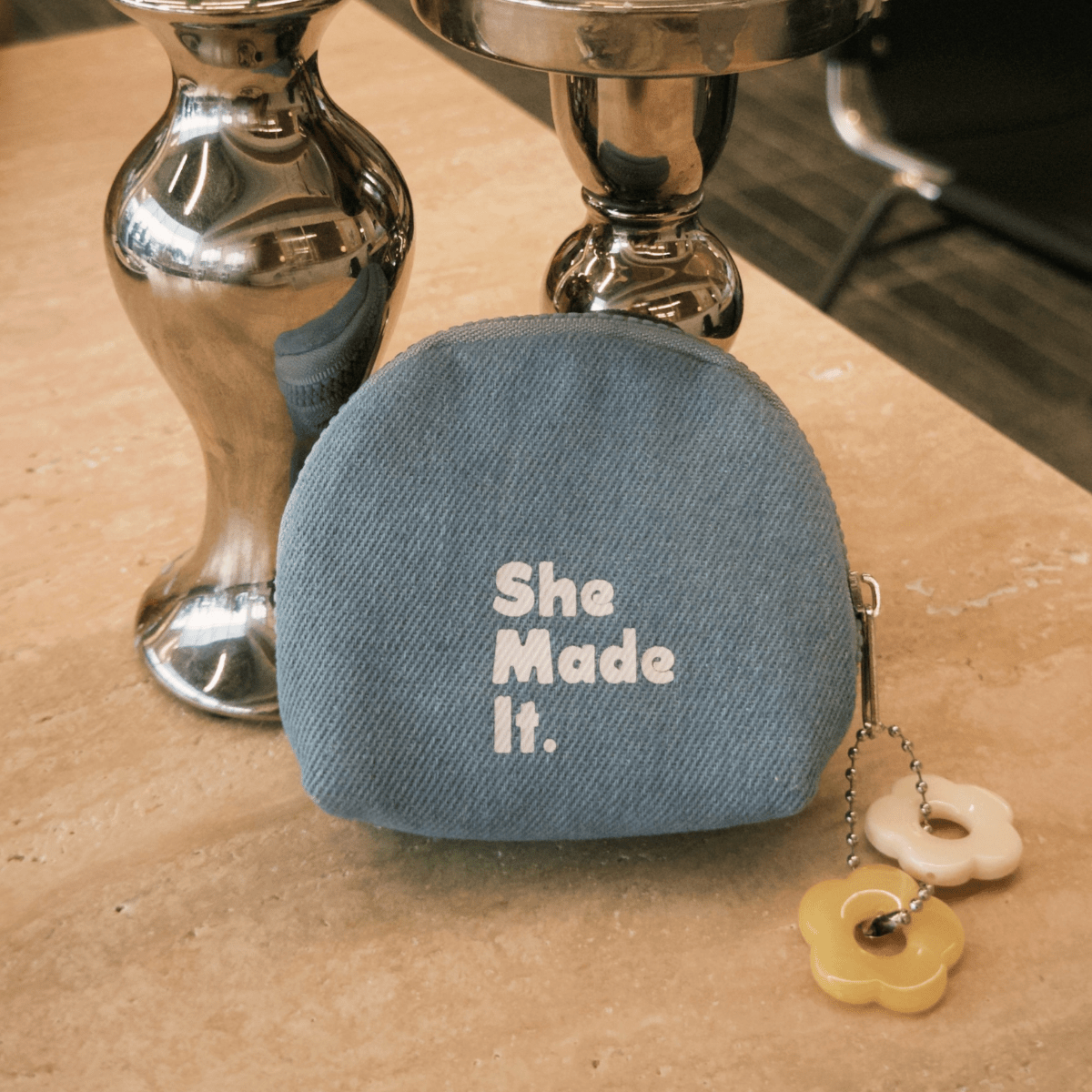 Denim flower storage bag