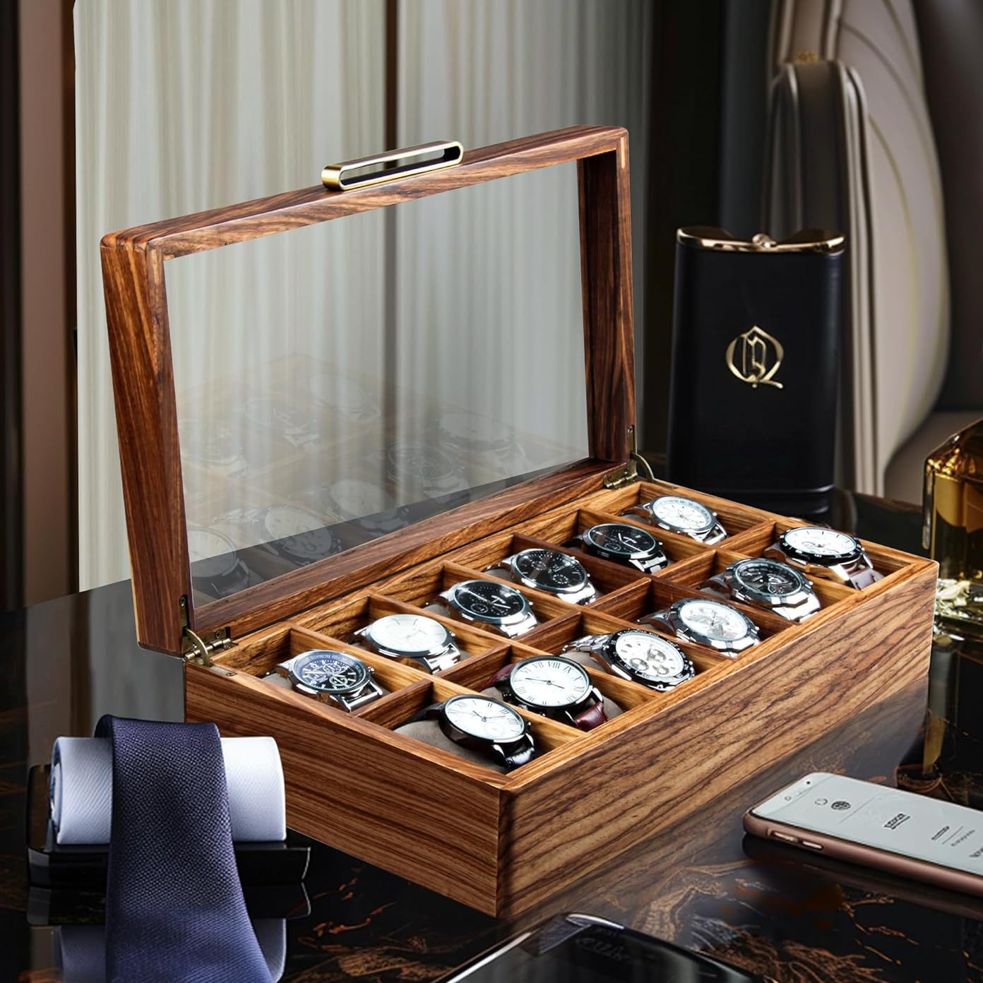 Men's watch solid wood storage box