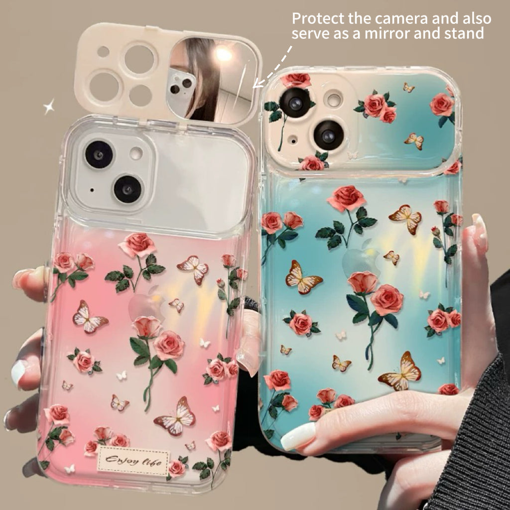 Retro rosa telefoncover med flip-spejl