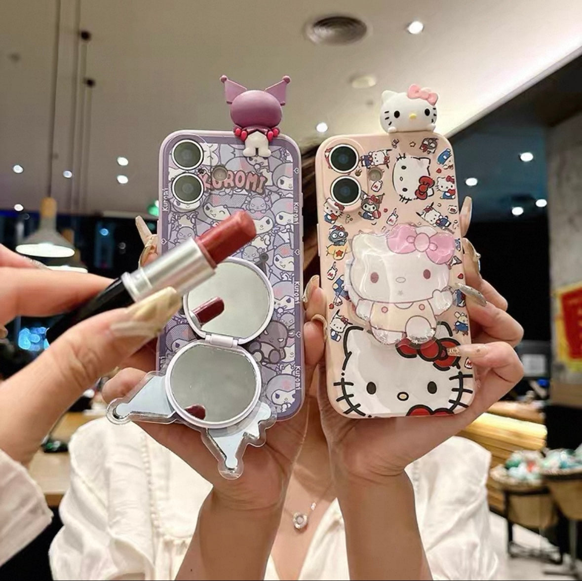Samsung Hello Kitty & Kuromi Mirror Bracelet Phone Case
