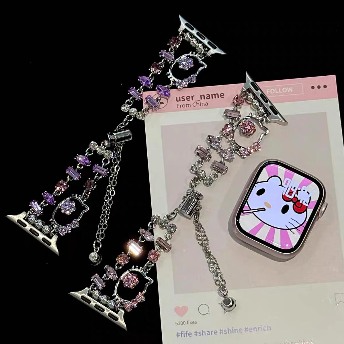 Sparkly  Kitty Apple Watch band