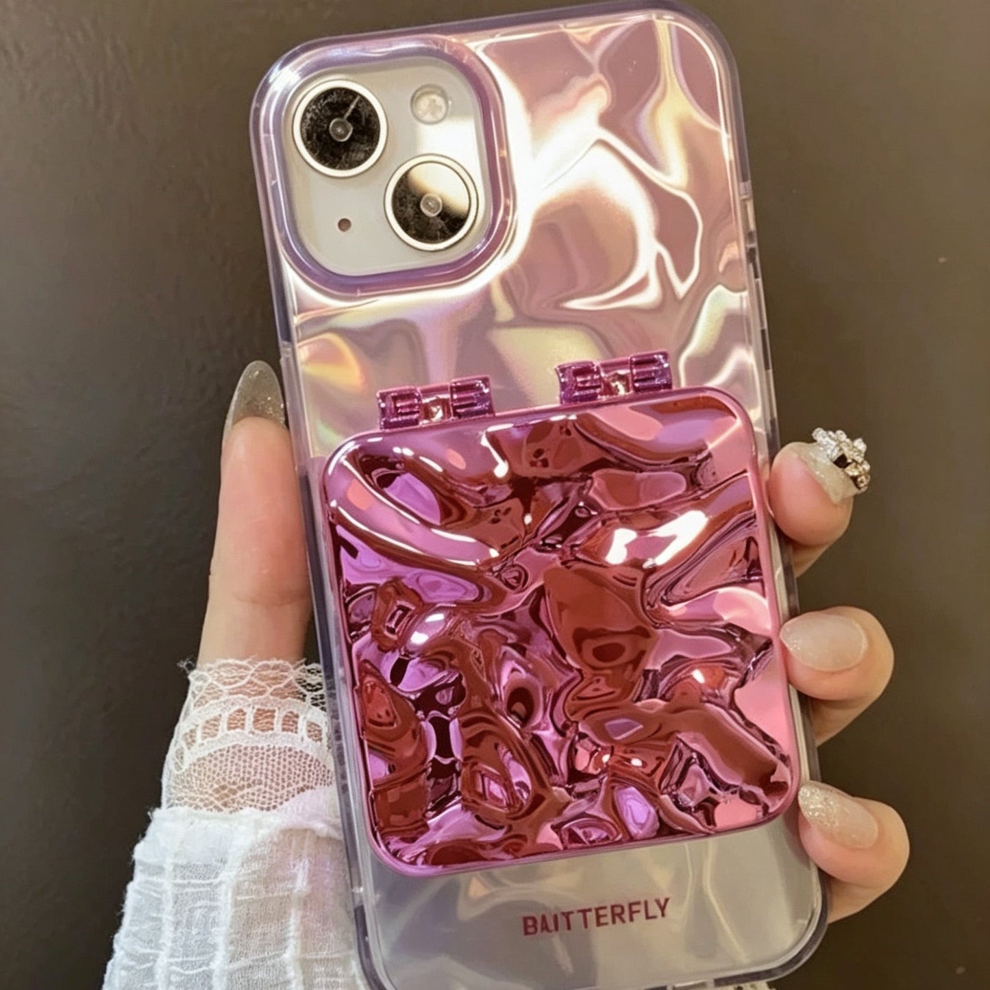 Flip Phone Case with Makeup Mirror