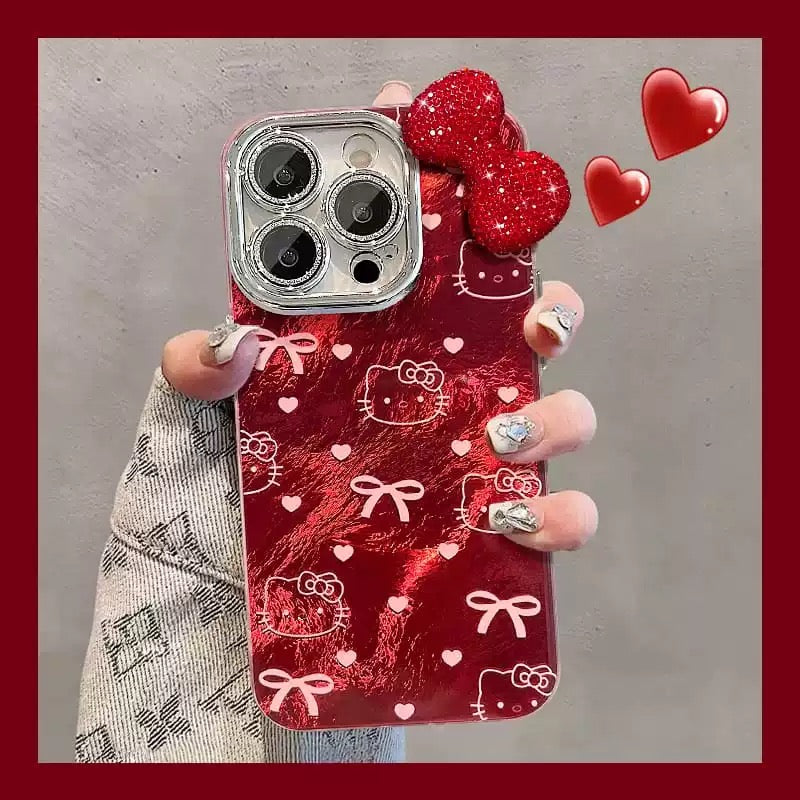 Red Kitty and bow phone case