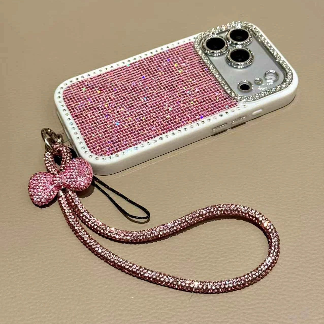 Butterfly Knot Rhinestone Nail Phone Case