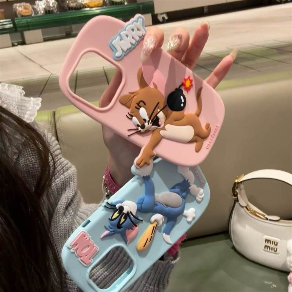 Funda magnética para iPhone con dibujos animados de Tom y Jerry