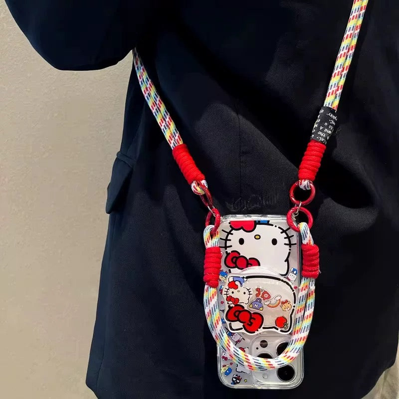 Capa para telemóvel Samsung Galaxy Hello Kitty com suporte e cordão