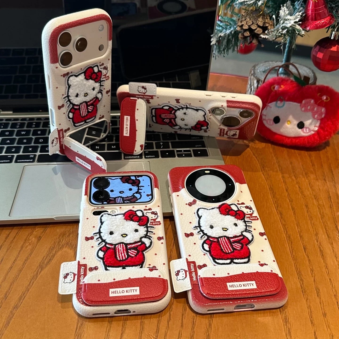 Bowknot embroidered Kitty phone case with stand