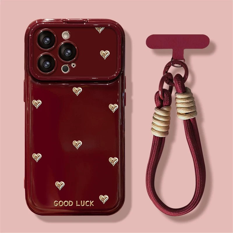 Heart-shaped bow phone case