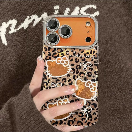 Leopard print Kitty phone case