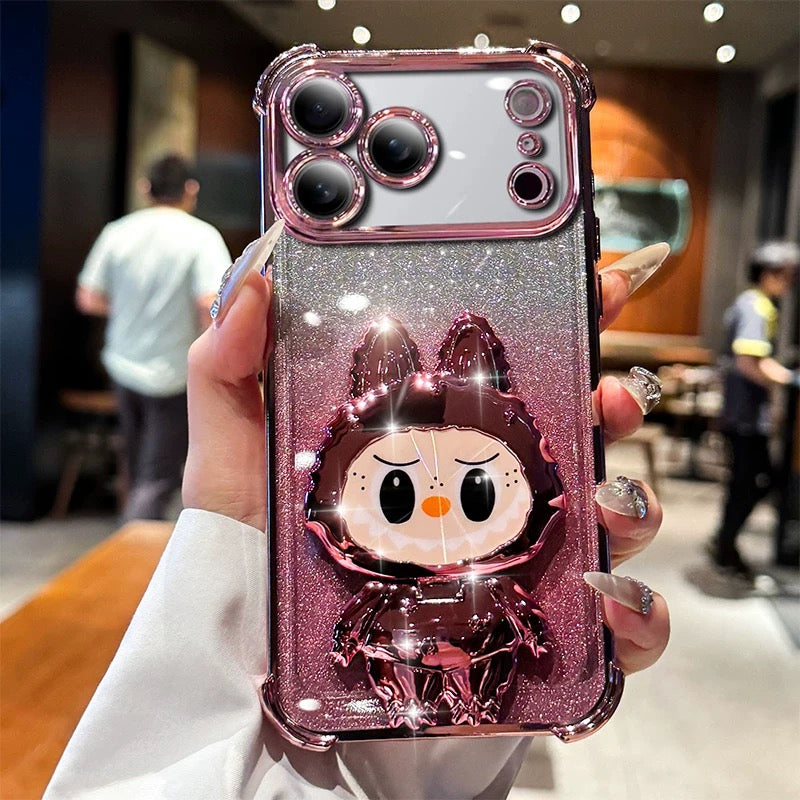 Labubu makeup mirror stand phone case