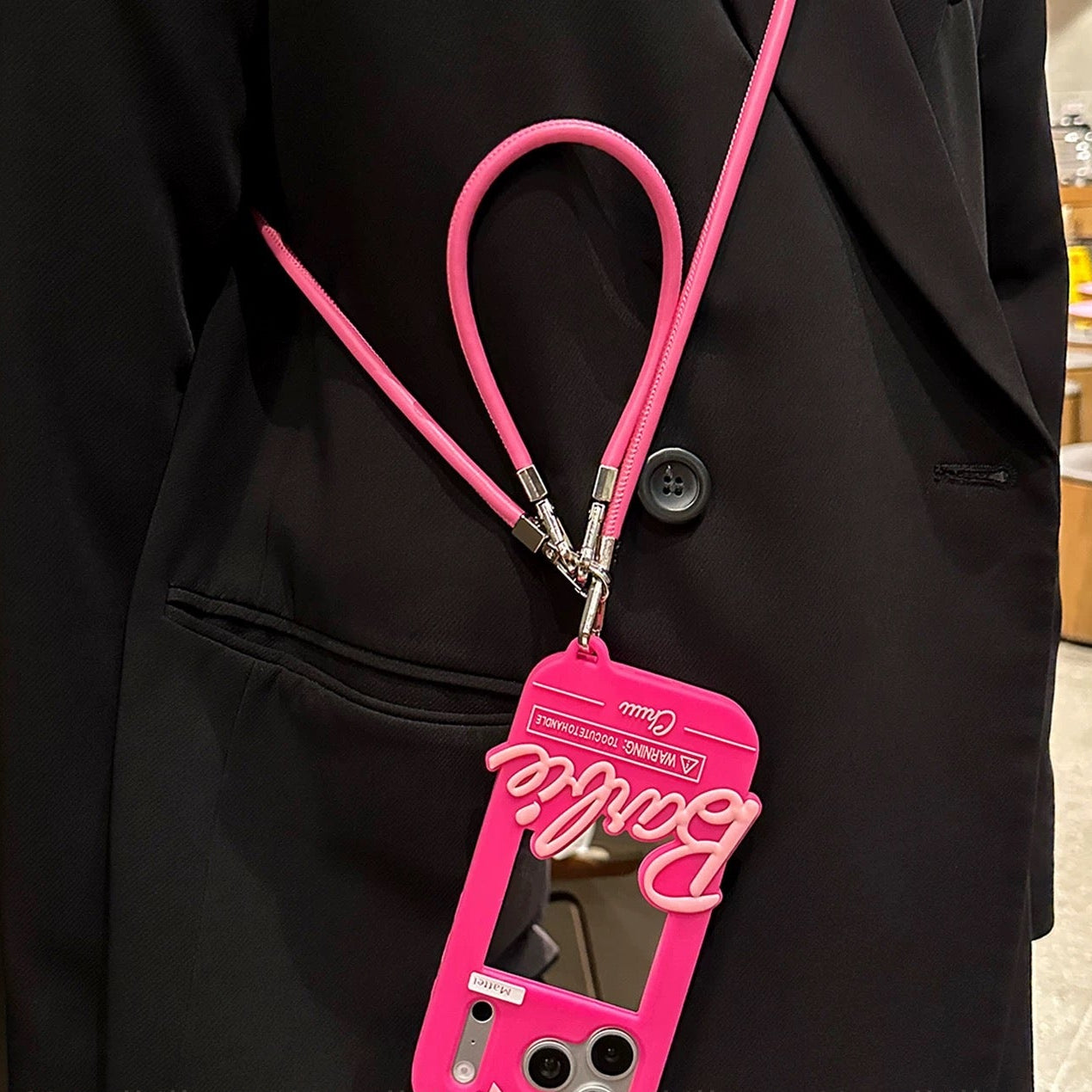 Sweet & Cool Barbie-Style Mirror Phone Case with Bow Accent