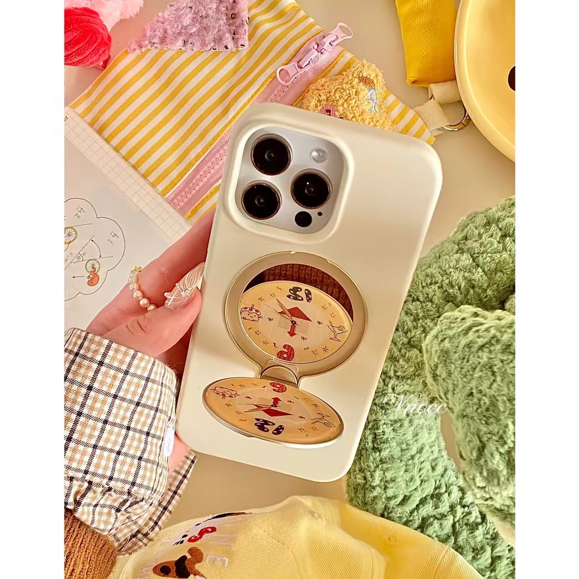 Creative Phone Case with Built-in Makeup Mirror and Stand