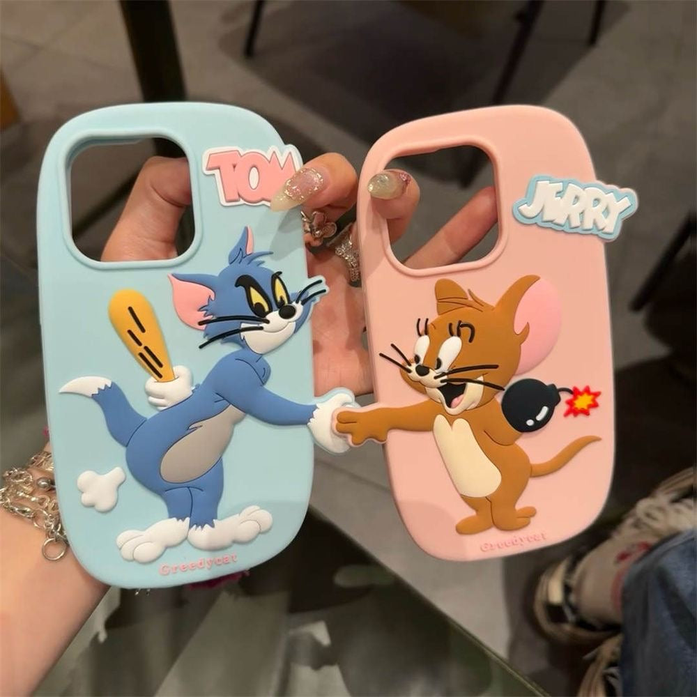 Funda magnética para iPhone con dibujos animados de Tom y Jerry