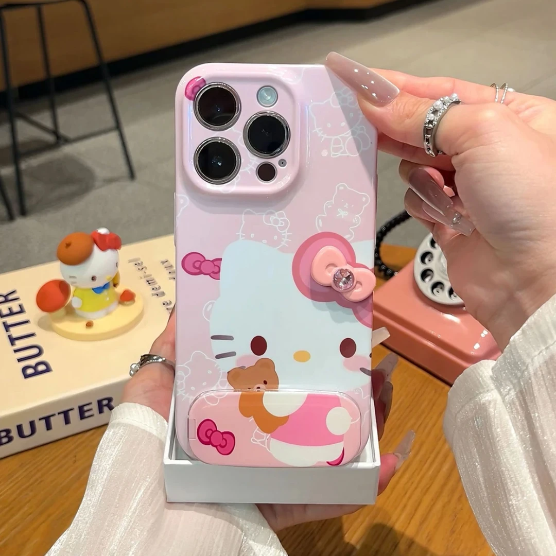 Hello Kitty Bowknot Mirror Stand Phone Case