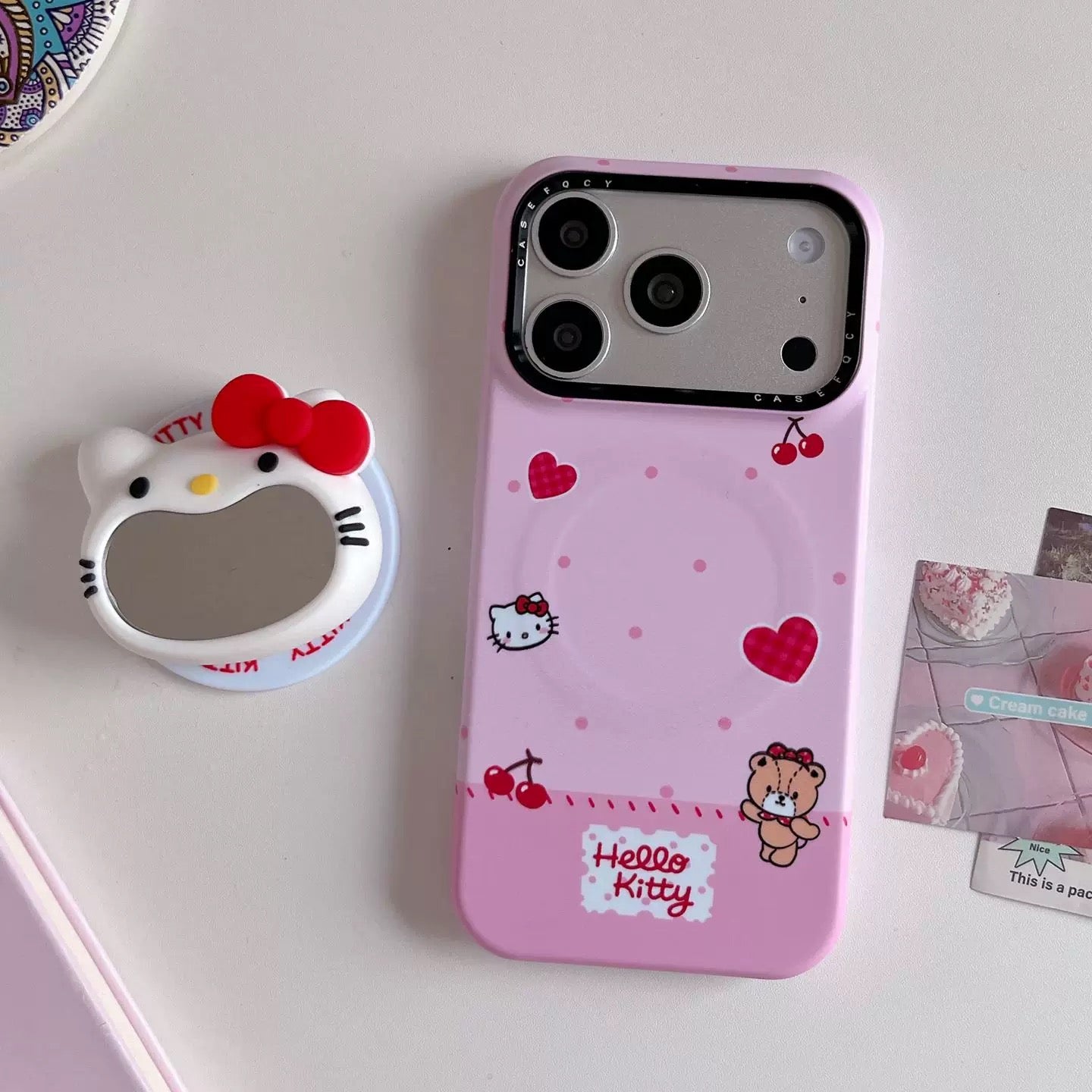 Mirror-Finish Hello Kitty Magnetic Stand Phone Case