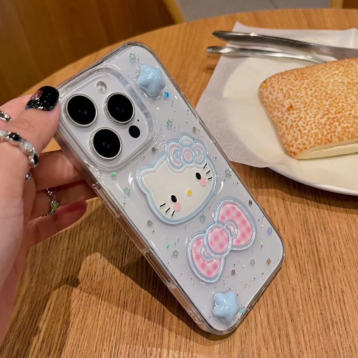 Stars and Hello Kitty Transparent Phone Case