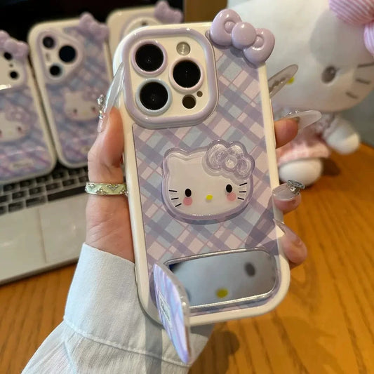 Purple Plaid Hello Kitty Mirror Phone Case