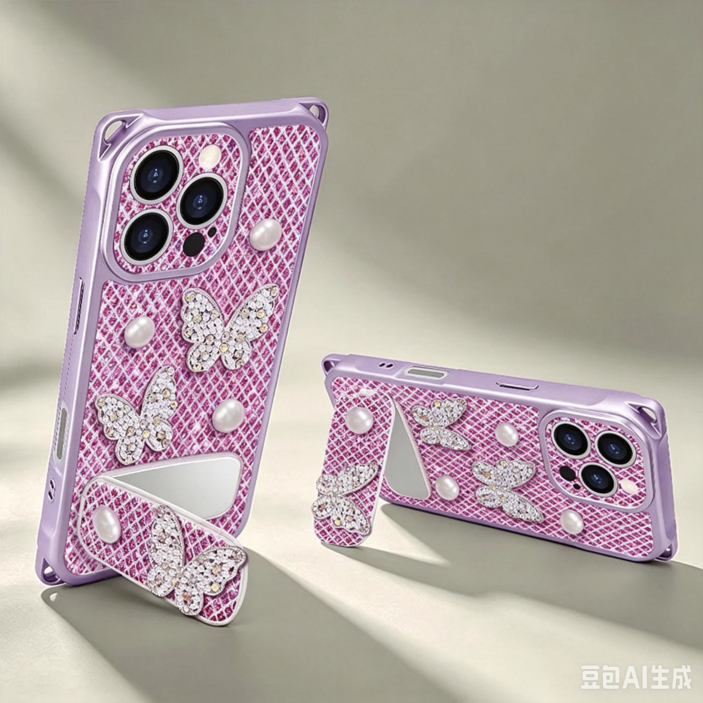 Sparkling Butterfly Portable Mirror Phone Case