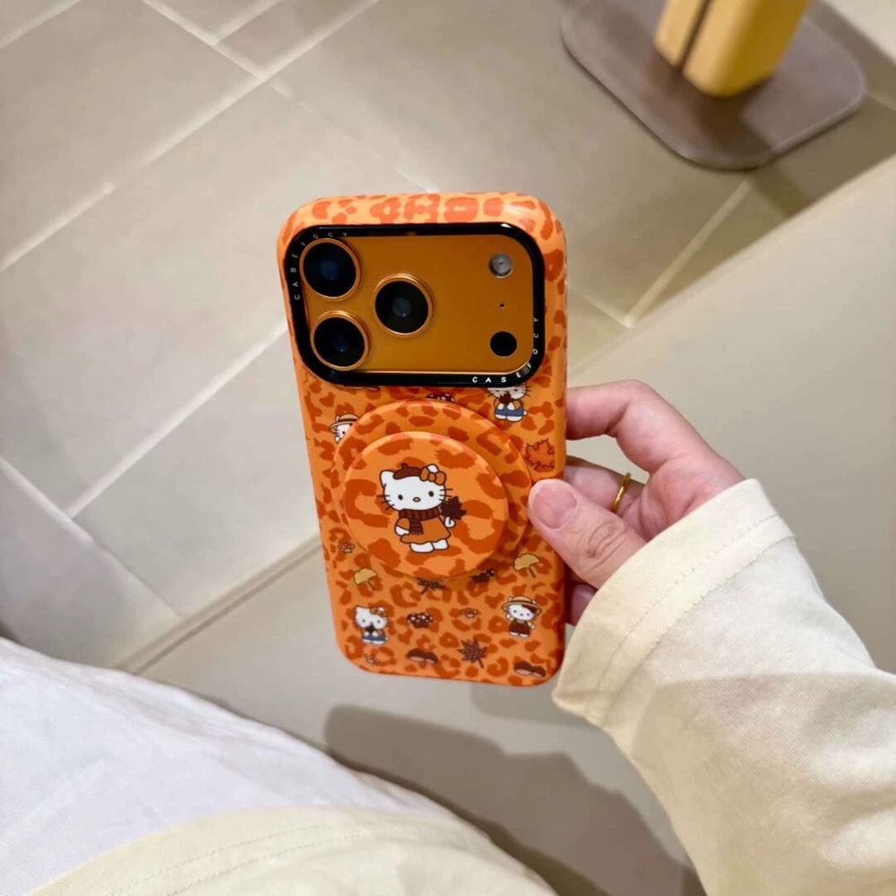 Leopard Print Hello Kitty Magnetic Stand Phone Case