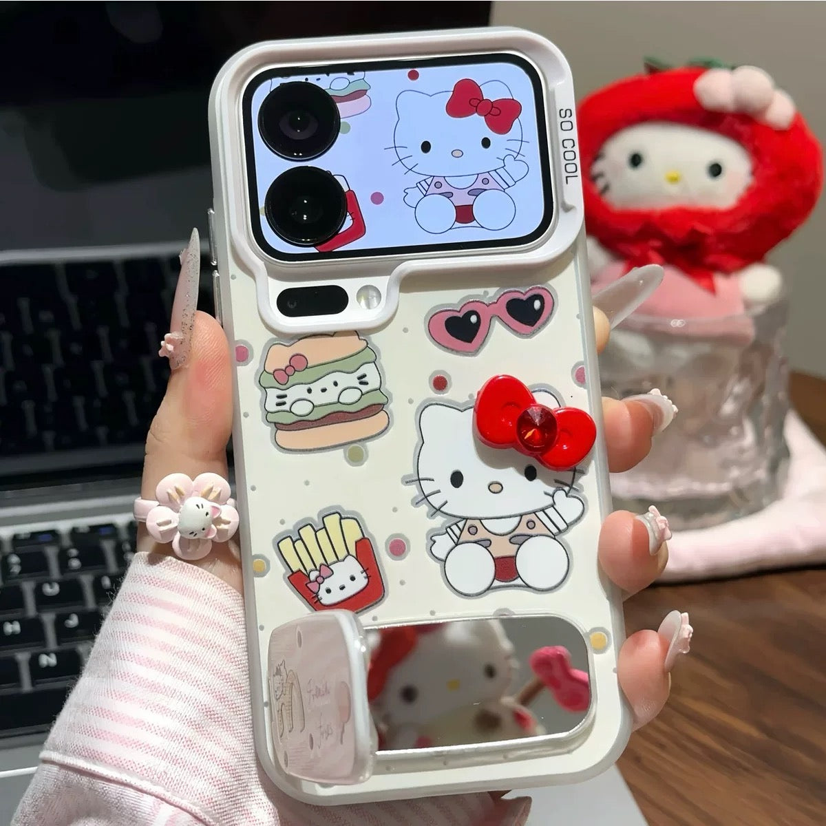 Hello Kitty Bowknot Mirror Stand Phone Case