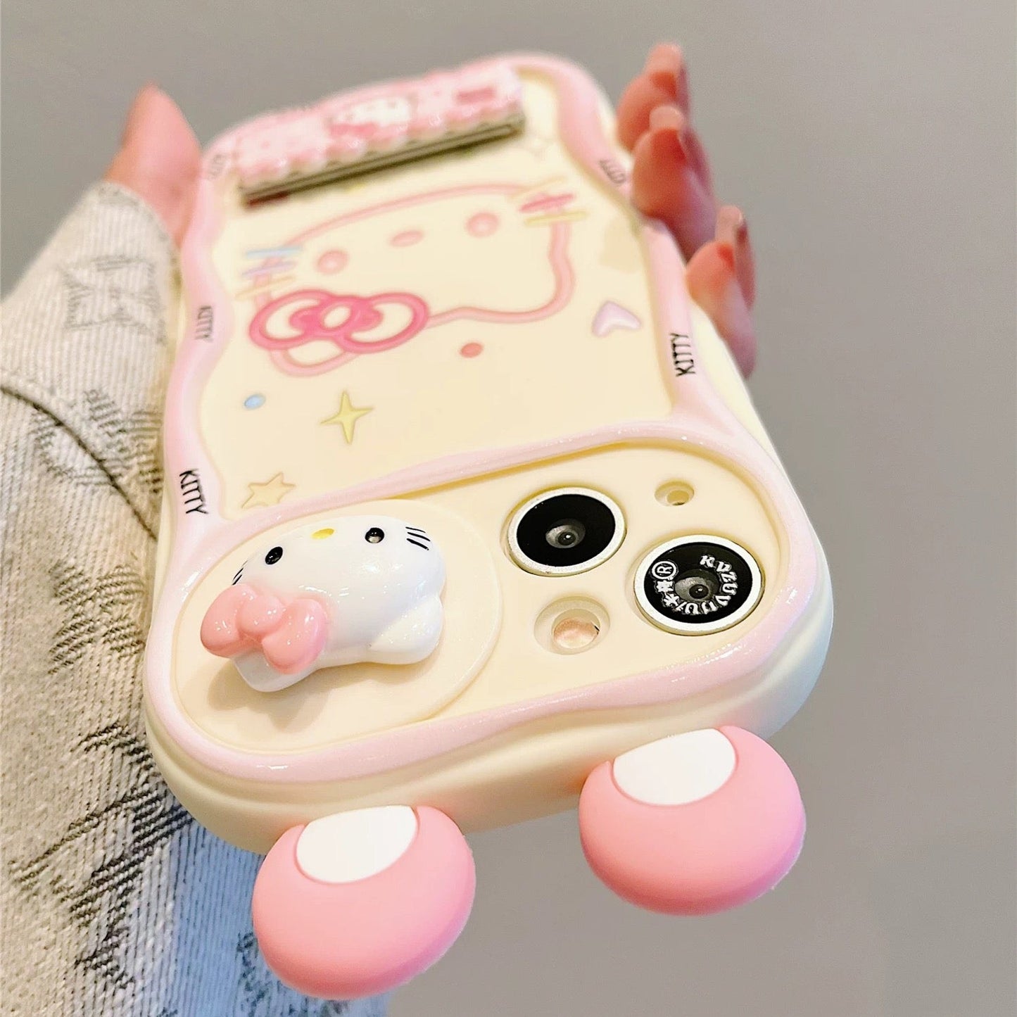3D ear KT cat stand phone case