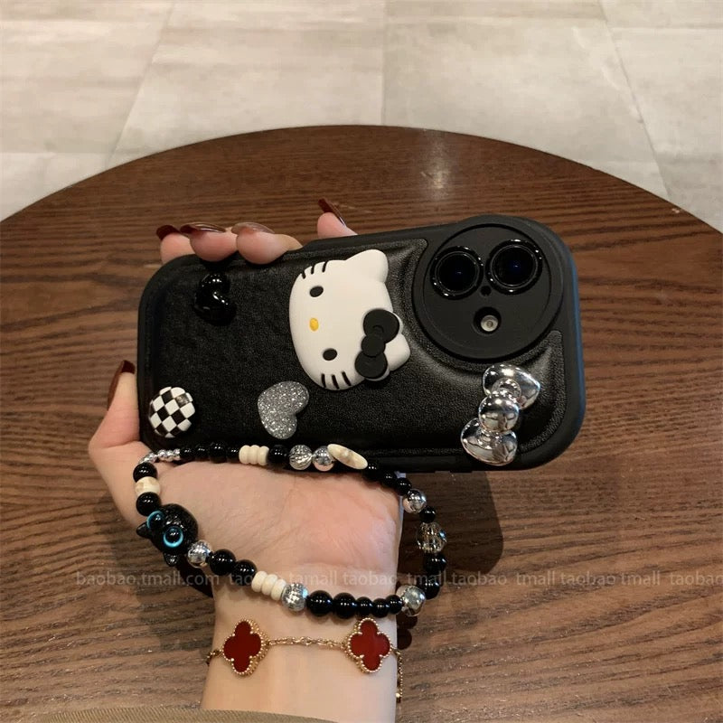 Heart-shaped Kitty Cat Chain Phone Case