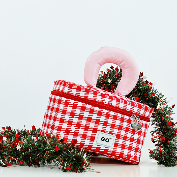 Dopamine Plaid Travel Makeup Bag