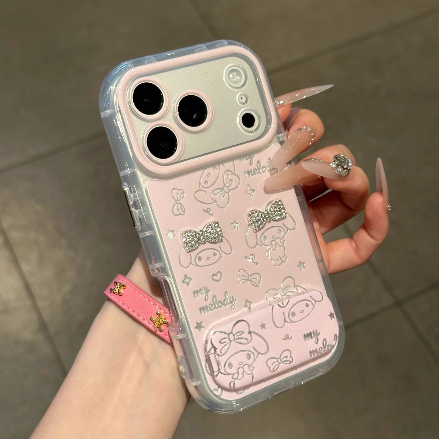 Pink My Melody Portable Mirror Phone Case