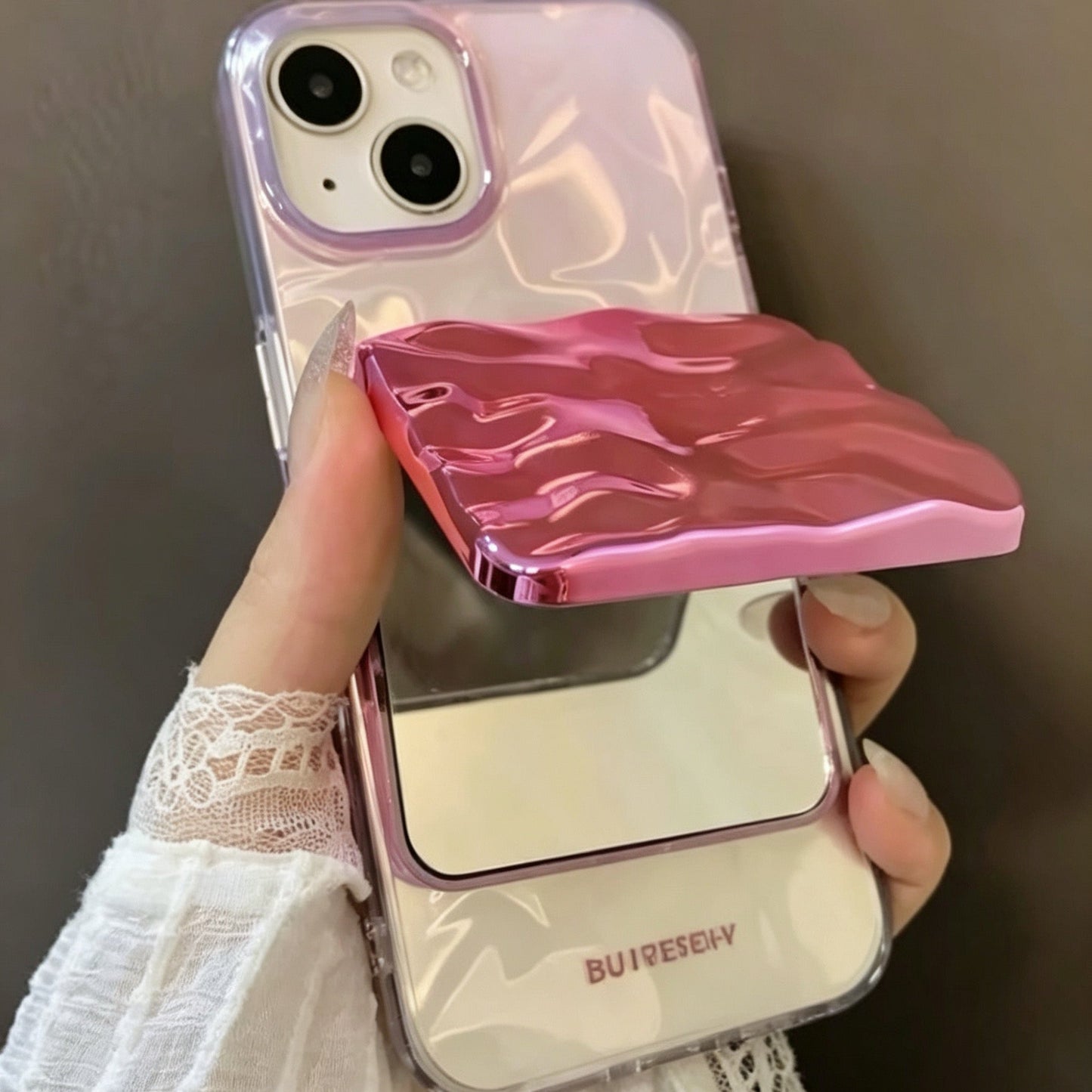 Flip Phone Case with Makeup Mirror