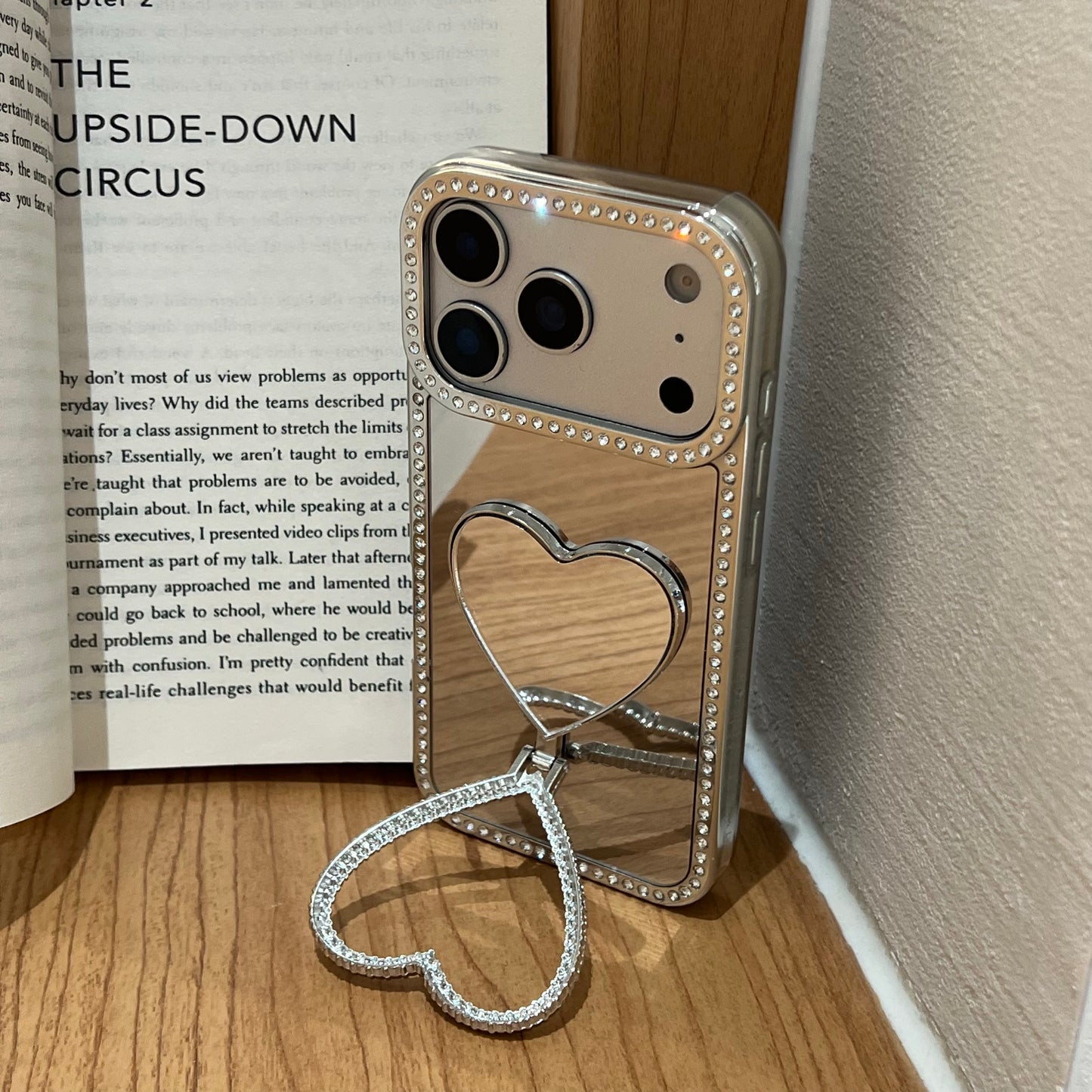 Heart-Shaped Mirror Stand Phone Case