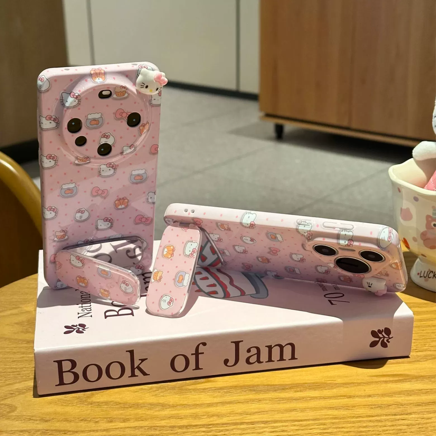 Pink polka dot Kitty cat phone case