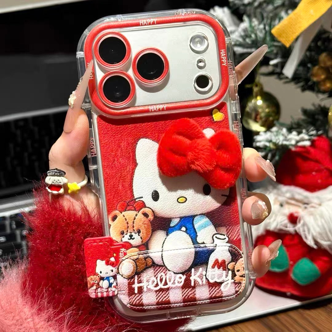 Bowknot Bear Hello Kitty Mirror Stand Phone Case