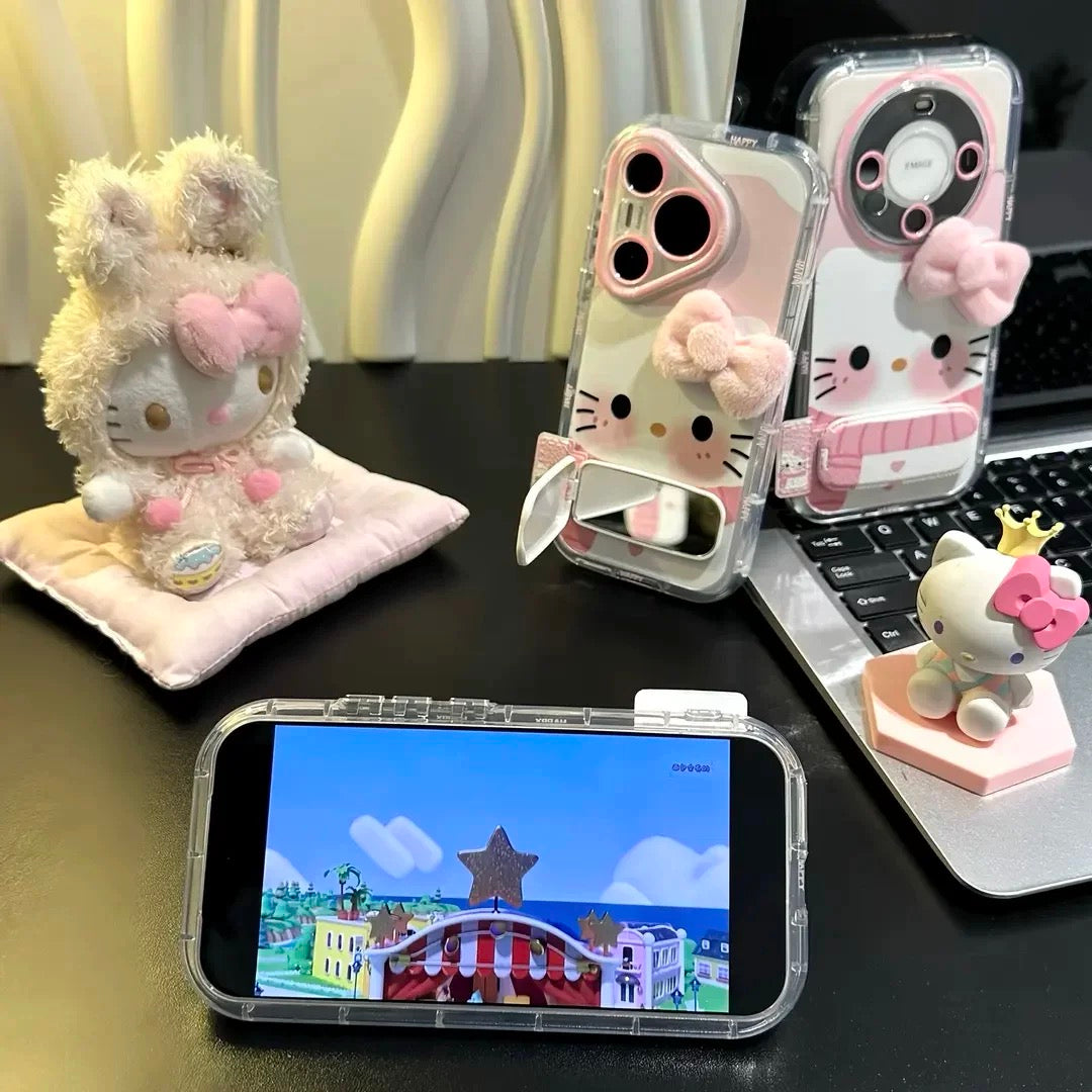 Bow scarf, Kitty cat mirror stand, phone case