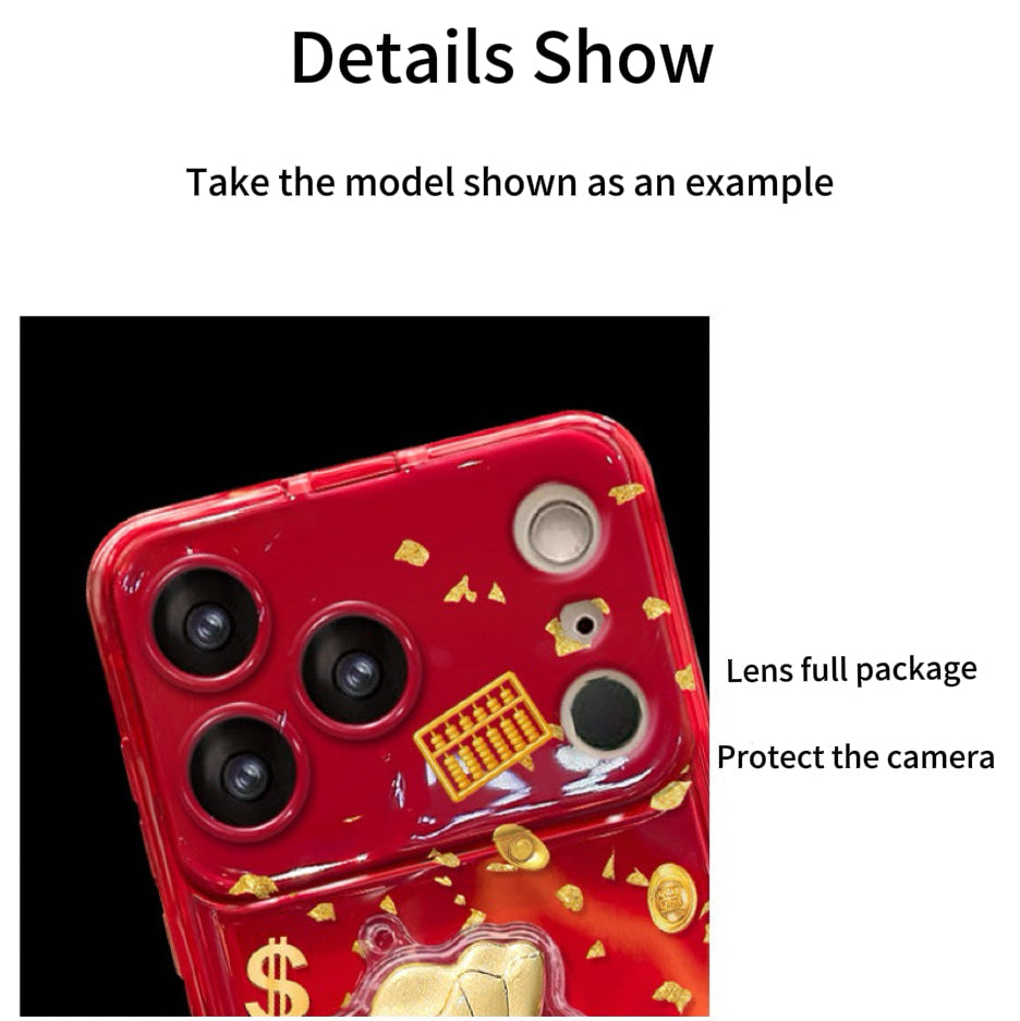 Gold leaf lucky bag design flip mirror phone case