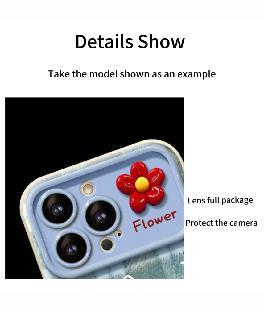 Blue Plaid Kitty Flip Phone Case with Mirror and Stand