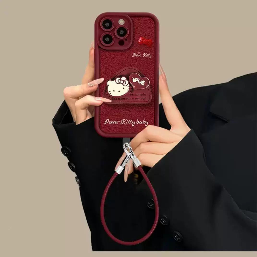 Burgundy bow stand phone case